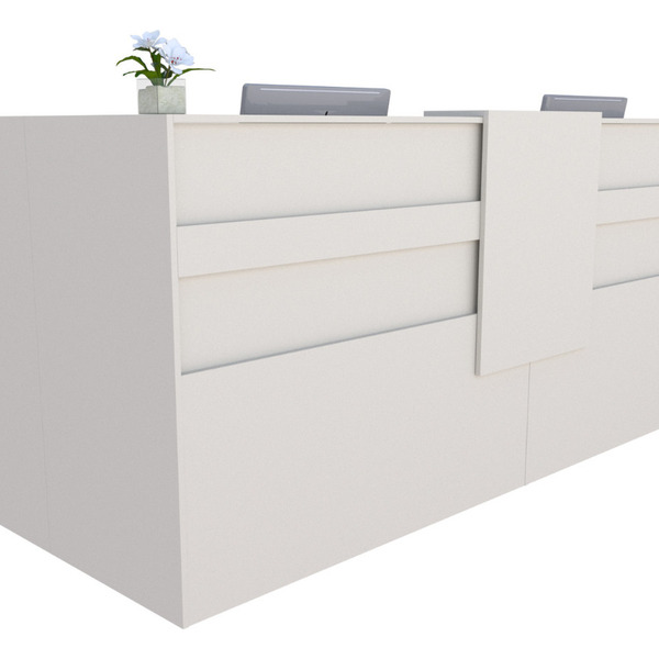 Balcão Em L Recepção Caixa 240cm Branco - Linha Premium  1.1