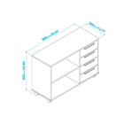 Balcão Em Mdp Com 1 Prateleira 4 Gavetas E 4 Pés Com Rodízio