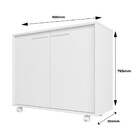 Balcão Em Mdp Com 2 Portas 2 Prateleiras E 4 Pés Com Rodízios