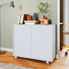 Balcão Em Mdp Com 2 Portas 2 Prateleiras E 4 Pés Com Rodízios