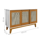 Balcão Eric 3 Portas Palha Sintética Branco Madeira