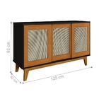 Balcão Eric 3 Portas Palha Sintética Preto Madeira