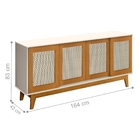 Balcão Eric 4 Portas Palha Sintética Branco Madeira