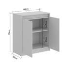 Balcão Escritório 2 Portas 68cm Multimóveis Cr25157 Cinza