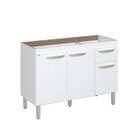 Balcão Flat De Cozinha Para Pia 3 Portas 1 Gaveta 1,16 Rorato