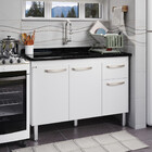 Balcão Flat De Cozinha Para Pia 3 Portas 1 Gaveta 1,16 Rorato