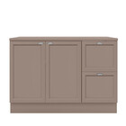 Balcão Flex 120cm Com Tampo 2 Portas 2 Gavetas Unna Fumê Poli