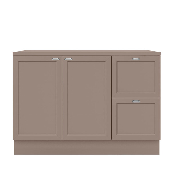 Balcão Flex 120cm Com Tampo 2 Portas 2 Gavetas Unna Fumê Poli