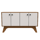 Balcão Flora 04 Portas Off White E Imbuia - D'rossi