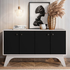 Balcão Flora 04 Portas Preto E Off White - D'rossi