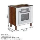 Balcao Forno Embutido Com Tampo Cooktop 80cm Mdf Kali Nicioli