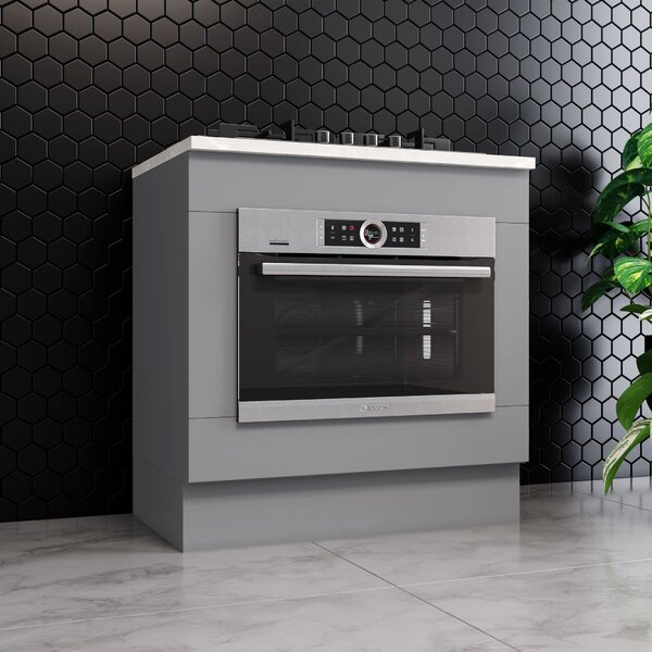 Balcão Forno Embutir Com Tampo Emily Espresso Móveis Cinza/ca