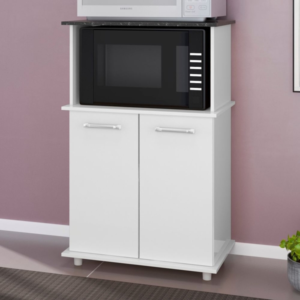Balcão Forno Micro-ondas Lia 2 Portas Branco
