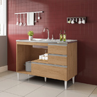 Balcão Fortaleza Para Pia De 1,60 Mt 3 Portas 3 Gavetas Puxad