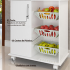 Balcão Fruteira Com 3 Cestos E 1 Porta - Pintura Uv Alto Bril