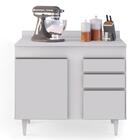 Balcão Gabinete 100cm Com Tampo 2 Portas Luziania Branco - Lu