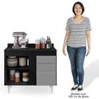 Balcão Gabinete 100cm Com Tampo 2 Portas Luziania Preto/cinza