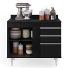 Balcão Gabinete 100cm Com Tampo 2 Portas Luziania Preto - Lum