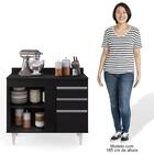 Balcão Gabinete 100cm Com Tampo 2 Portas Luziania Preto - Lum