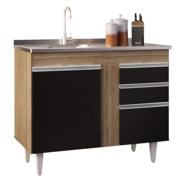 Balcão Gabinete 100cm Sem Tampo 2 Portas 2 Gavetas Luziania C