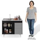 Balcão Gabinete 100cm Sem Tampo 2 Portas 2 Gavetas Luziania P