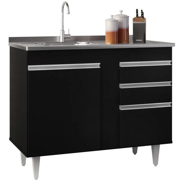 Balcão Gabinete 100cm Sem Tampo 2 Portas 2 Gavetas Luziania P