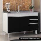 Balcão Gabinete 120cm 3 Portas 2 Gavetas Michigan Branco/pret