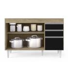 Balcão Gabinete 120cm 3 Portas 2 Gavetas Michigan Castanho/pr