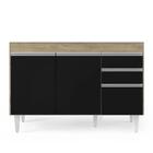 Balcão Gabinete 120cm 3 Portas 2 Gavetas Michigan Castanho/pr