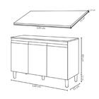 Balcão Gabinete 120cm 3 Portas Com Tampo Manu Branco - Ajl Mó