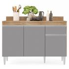 Balcão Gabinete 120cm Com Tampo 3 Portas 1 Gaveta Arizona Cas