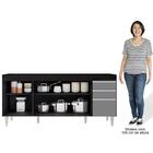 Balcão Gabinete 160cm Sem Tampo 4 Portas 2 Gavetas Arkansas P