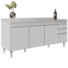 Balcão Gabinete 180cm Com Tampo Dallas Branco - Lumil