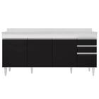 Balcão Gabinete 180cm Com Tampo Dallas Branco/preto - Lumil
