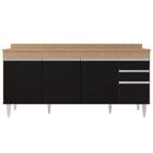 Balcão Gabinete 180cm Com Tampo Dallas Castanho/preto - Lumil