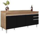 Balcão Gabinete 180cm Com Tampo Dallas Castanho/preto - Lumil