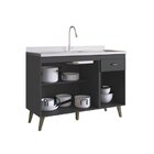 Balcao Gabinete 3 Portas 1 Gaveta Atena Grafite