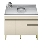 Balcão Gabinete 3 Portas Com Pia 150cm Lina Z06 Vanilla - Mpo