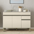 Balcão Gabinete 3 Portas Com Pia 150cm Lina Z06 Vanilla - Mpo