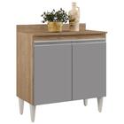 Balcão Gabinete 80cm 2 Portas Hawai Castanho/cinza - Lumil Mó