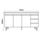 Balcão Gabinete Andréia Com Tampo 150cm 3 Portas E Armário Aé