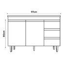 Balcão Gabinete Andréia De Pia 100cm Sem Tampo 2 Portas Preto