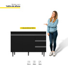 Balcão Gabinete Andréia De Pia 120cm Sem Tampo 2 Portas Preto