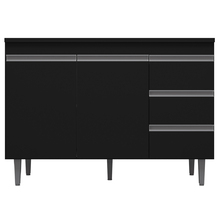 Balcão Gabinete Andréia De Pia 120cm Sem Tampo 2 Portas Preto