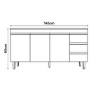 Balcão Gabinete Andréia De Pia 150cm Sem Tampo 3 Portas Branc