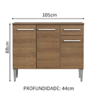 Balcão Gabinete Armário de Cozinha 3 Portas e 1 Gaveta Rustic