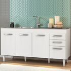 Balcão Gabinete Áustria E Pia Inox 160cm 4 Portas - Lumil Móv