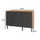 Balcão Gabinete Bárbara 1200mm Para Pia 2 Portas Freijó E Gra