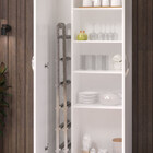 Balcão Gabinete Branco Armário Com 2 Portas Alto Com 4 Rodinh