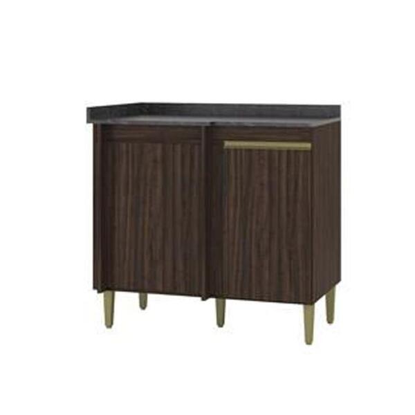 Balcão Gabinete Canto Reto 91cm 1 Portas Chocolate - Fdecor
